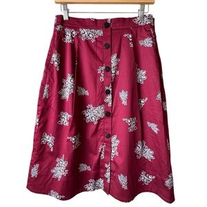 Ann Taylor Floral and Red A-line Skirt. Excellent Condition. Has Pockets!